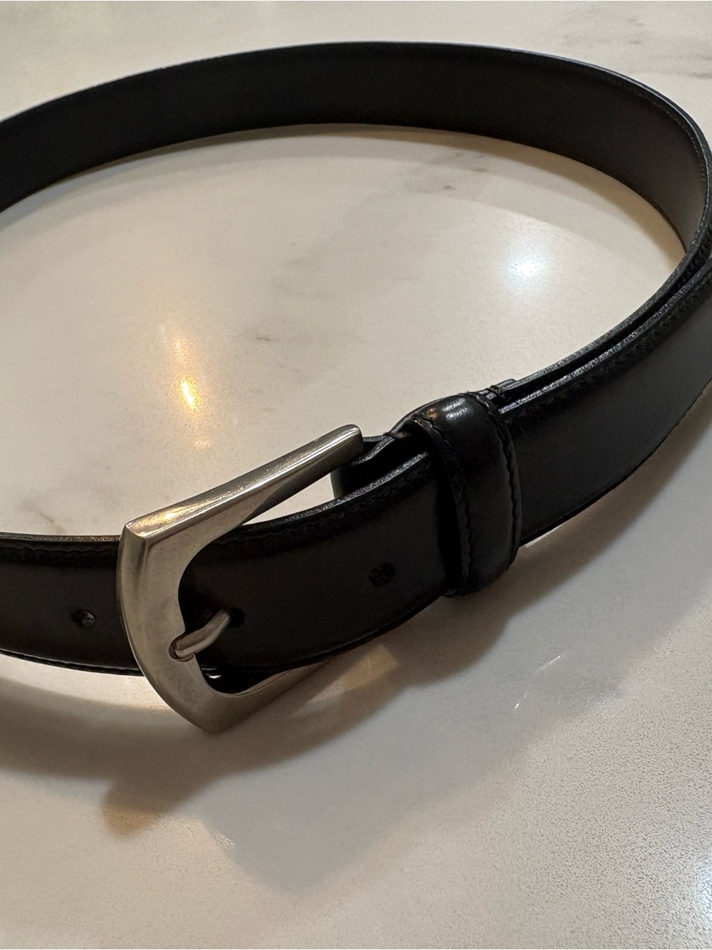 Prada Black Leather Belt with Silver-Tone Buckle - Picture 10 of 12